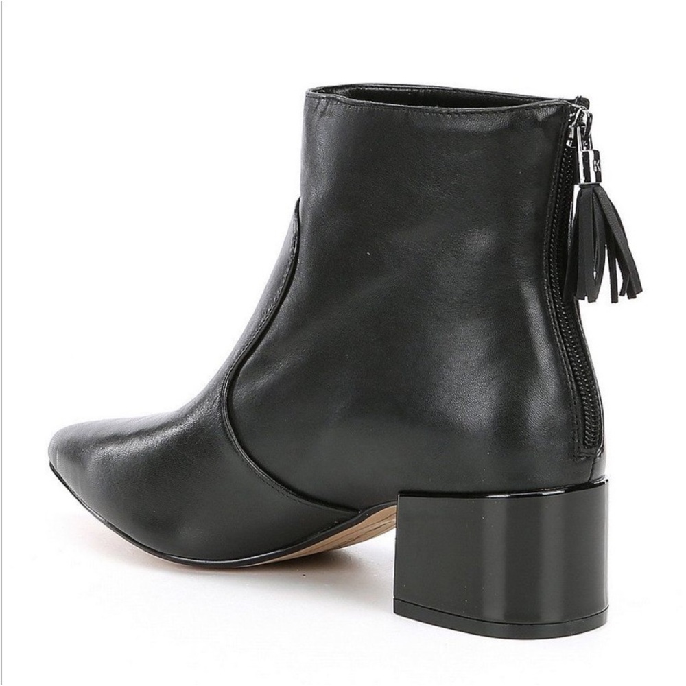 Karl Lagerfeld Maude Black Ankle Boots Tassel Zip 7 Leather block heel
